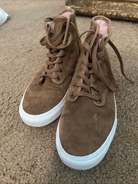 Vans Brown Suede High-Top Sneakers with White Soles